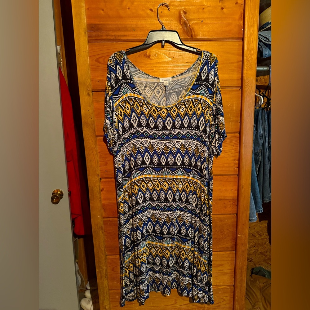 Patterned Blue and Yellow Women's Top